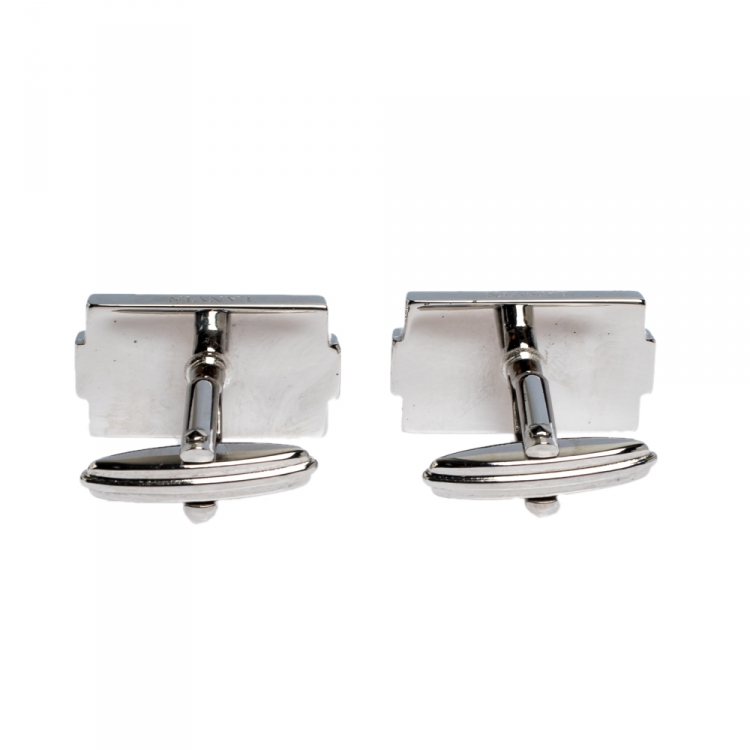 Pre Owned Lanvin Silver Tone Rectangular Cufflinks
