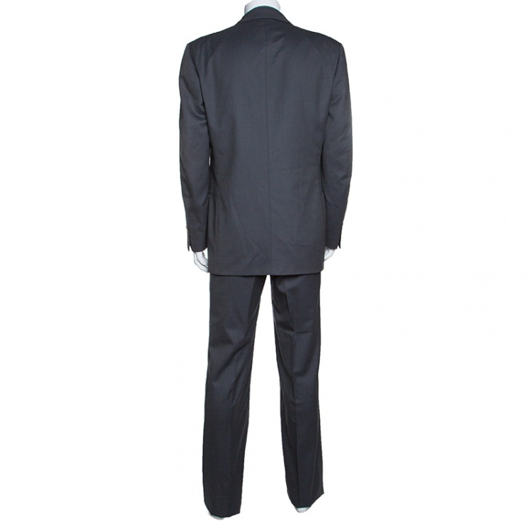 Pre Owned Lanvin Grey Wool Double Breasted Tailored Suit XL