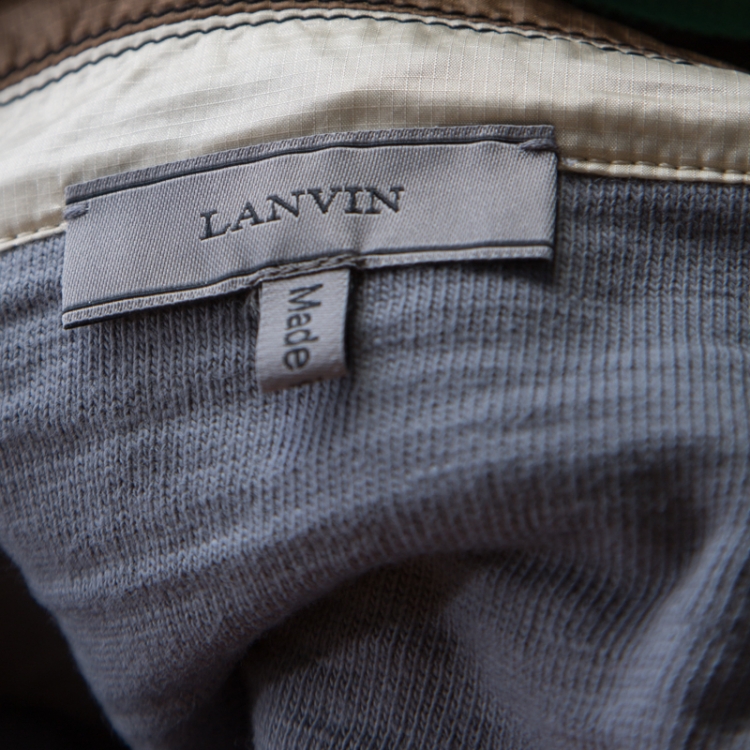 Pre Owned Lanvin Multicolor Cotton and Nylon Colorblock Zip Front T Shirt L 