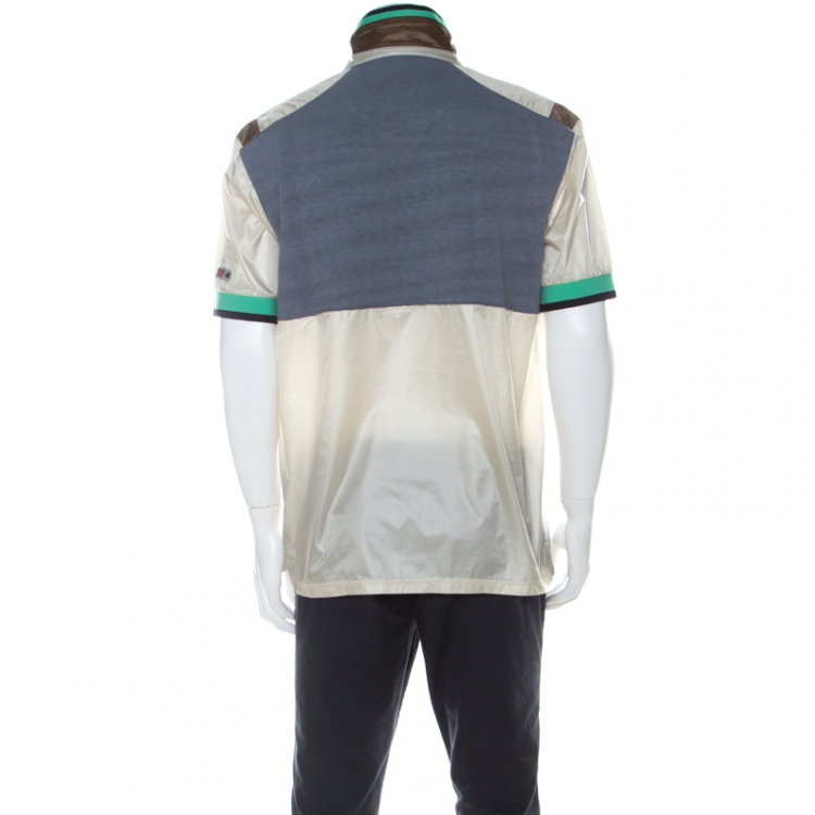 Pre Owned Lanvin Multicolor Cotton and Nylon Colorblock Zip Front T Shirt L 