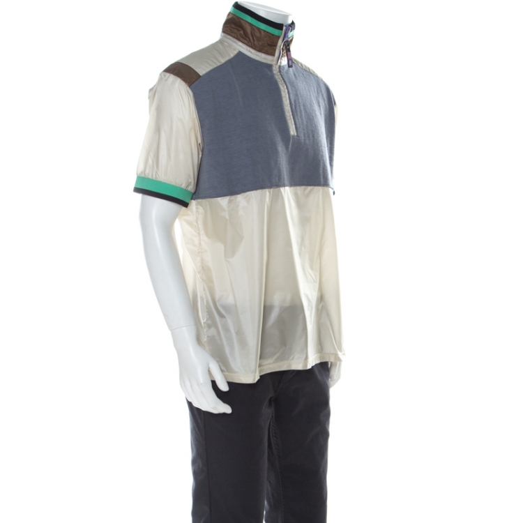 Pre Owned Lanvin Multicolor Cotton and Nylon Colorblock Zip Front T Shirt L 