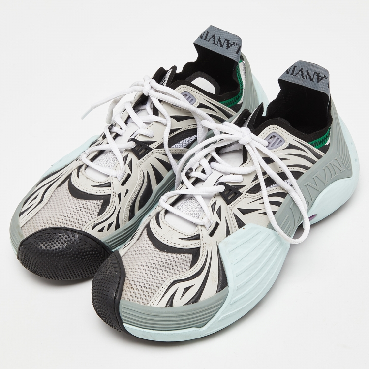 مملوكة مسبقًا Lanvin Multicolor Mesh and Rubber Lace Up Sneakers Size 40