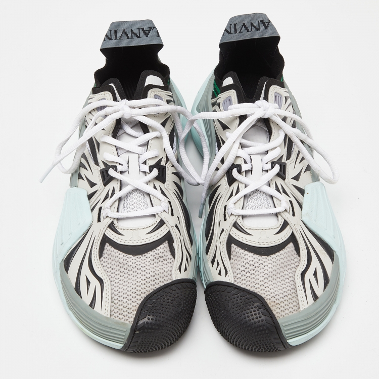 مملوكة مسبقًا Lanvin Multicolor Mesh and Rubber Lace Up Sneakers Size 40