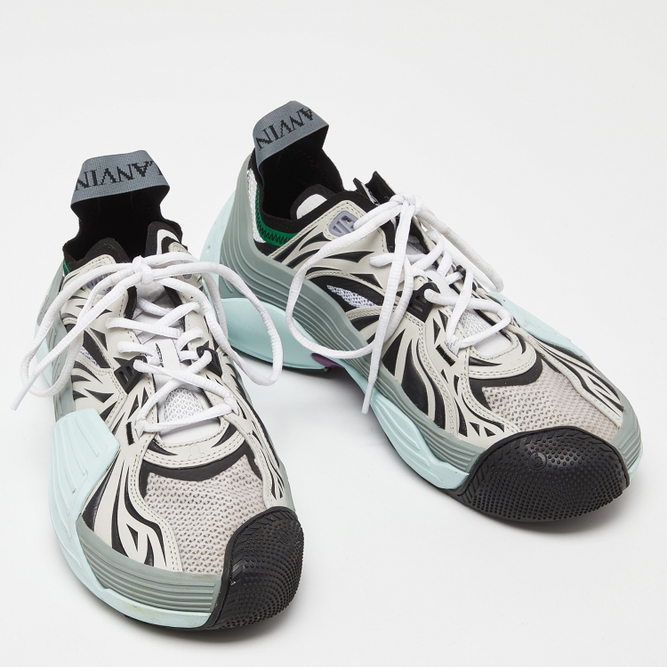 مملوكة مسبقًا Lanvin Multicolor Mesh and Rubber Lace Up Sneakers Size 40
