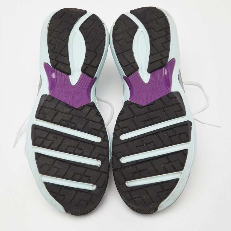 مملوكة مسبقًا Lanvin Multicolor Mesh and Rubber Lace Up Sneakers Size 40