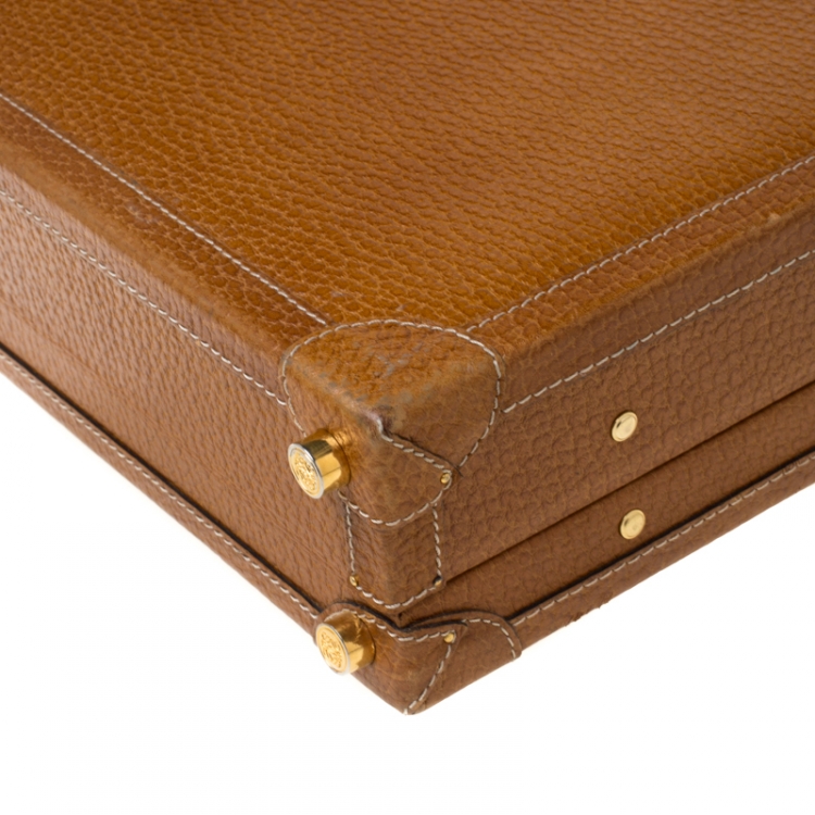 Pre Owned Loewe Tan Leather Briefcase 