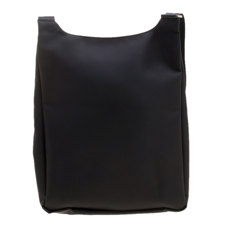 Pre Owned Longchamp Black Nylon Messenger Bag
