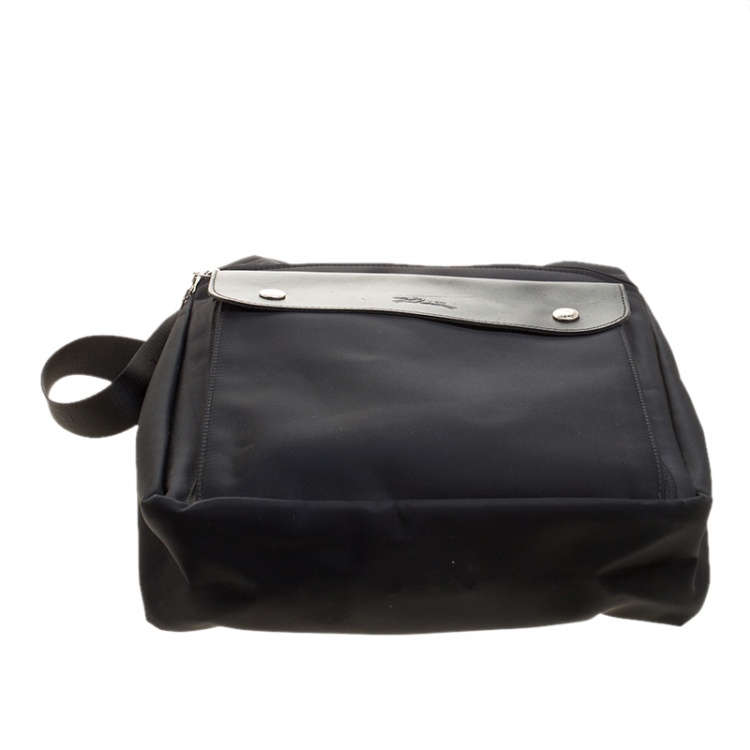 Pre Owned Longchamp Black Nylon Messenger Bag