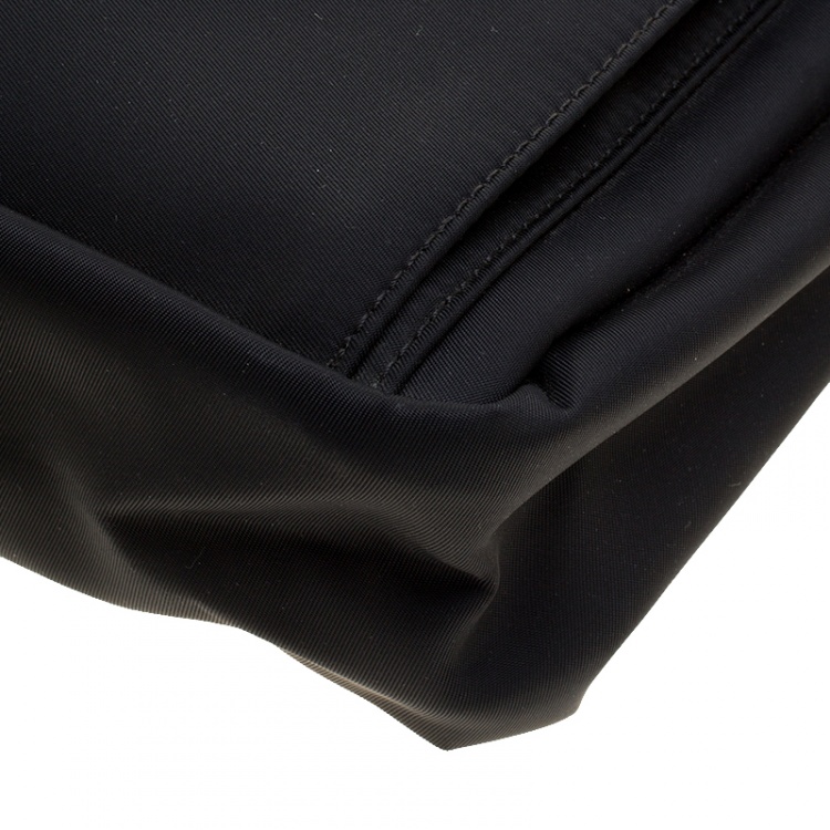 Pre Owned Longchamp Black Nylon Messenger Bag