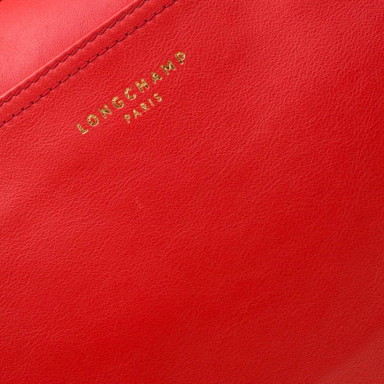 Pre Owned Longchamp Red Leather Parisis Document Holder Bag