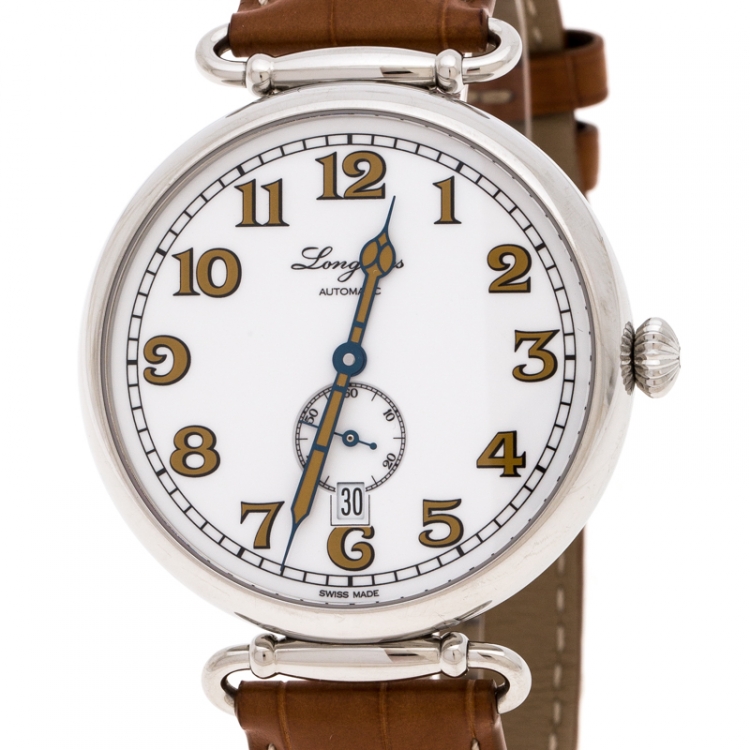 Pre Owned Longines White Stainless Steel Heritage 1918 L28094232 Men's Wristwatch 41 MM