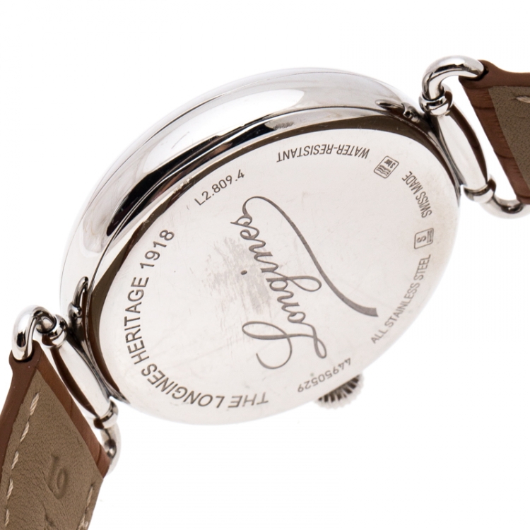 Pre Owned Longines White Stainless Steel Heritage 1918 L28094232 Men's Wristwatch 41 MM