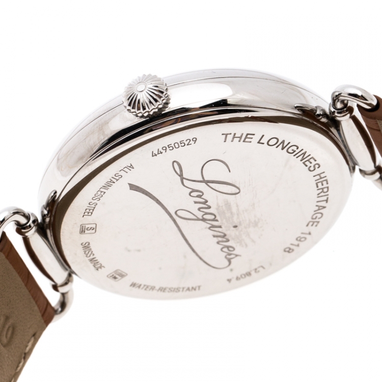 Pre Owned Longines White Stainless Steel Heritage 1918 L28094232 Men's Wristwatch 41 MM