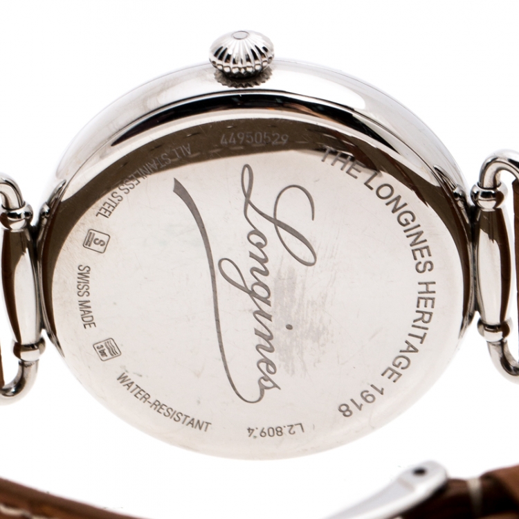 Pre Owned Longines White Stainless Steel Heritage 1918 L28094232 Men's Wristwatch 41 MM
