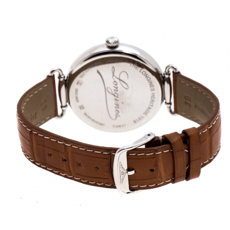 Pre Owned Longines White Stainless Steel Heritage 1918 L28094232 Men's Wristwatch 41 MM