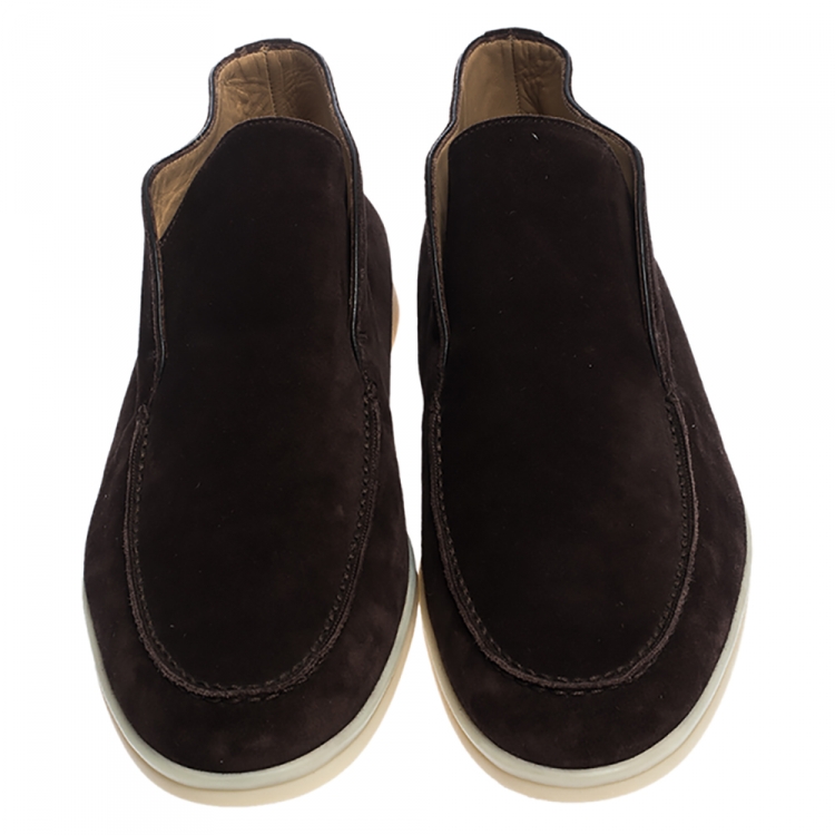 Pre Owned Loro Piana Brown Suede Leather Ankle Boots Size 44.5 