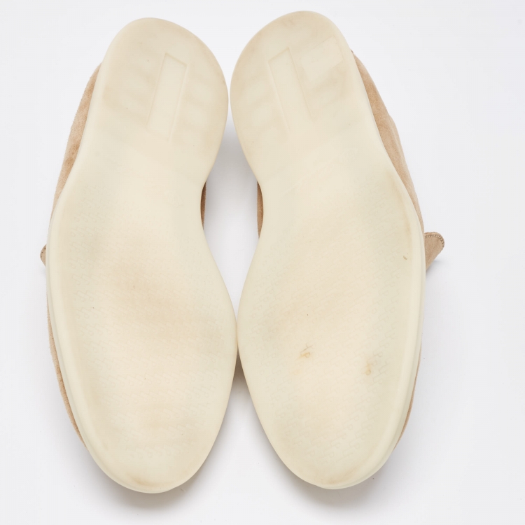 Pre Owned Loro Piana Beige Suede Summer Walk Loafers Size 43.5