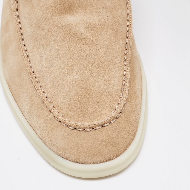 Pre Owned Loro Piana Beige Suede Summer Walk Loafers Size 43.5