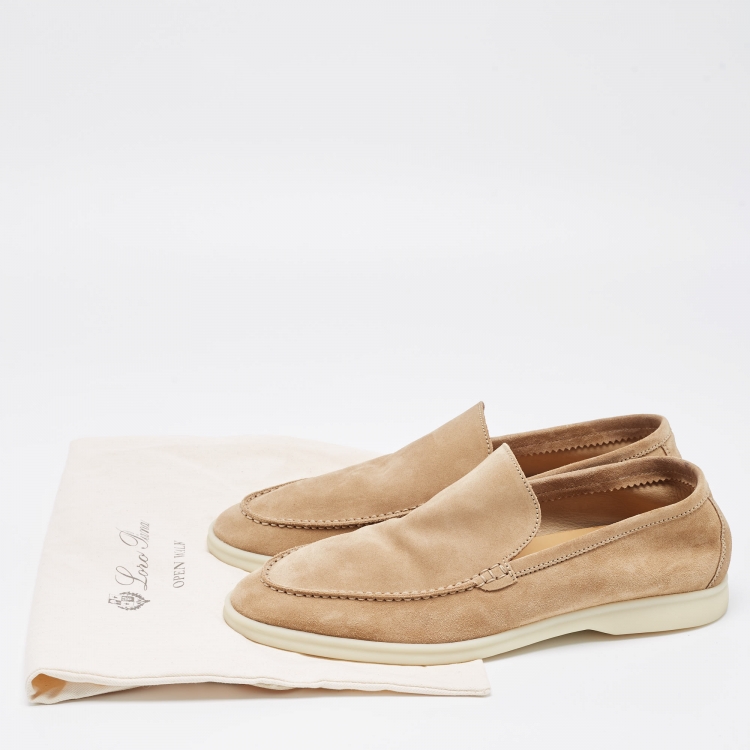Pre Owned Loro Piana Beige Suede Summer Walk Loafers Size 43.5