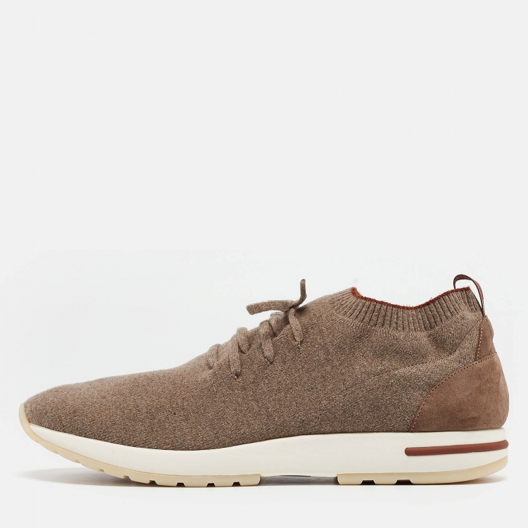 Pre Owned Loro Piana Brown Wool 360 Flexy Walker Low Top Sneakers Size 45