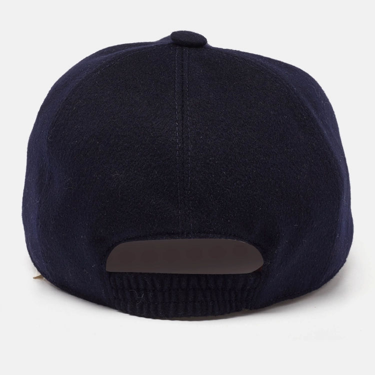 Pre Owned Loro Piana Navy Blue Cashmere Storm System Baseball Cap M