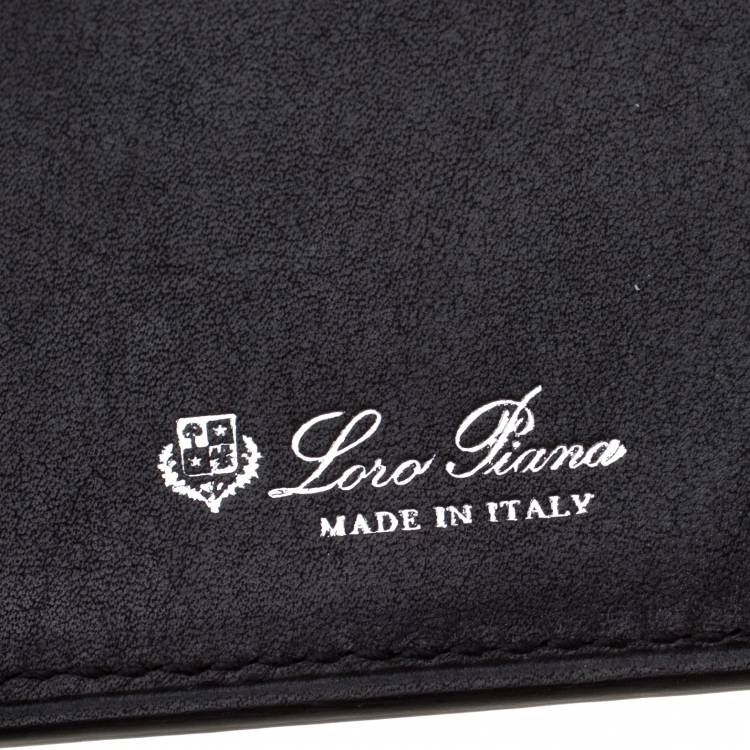 Pre Owned Loro Piana Black Leather My Jacket Pocket Wallet 