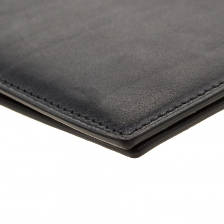 Pre Owned Loro Piana Black Leather My Jacket Pocket Wallet 