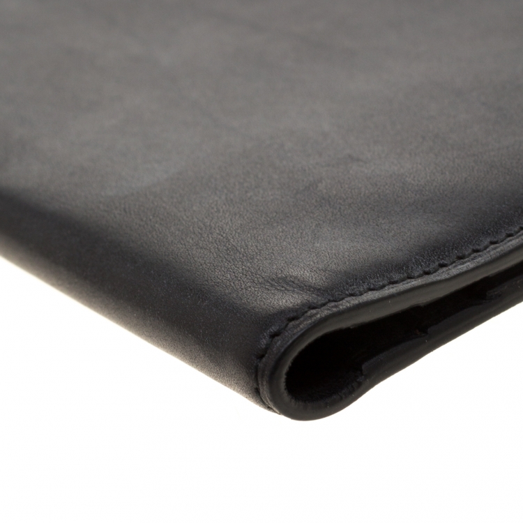 Pre Owned Loro Piana Black Leather My Jacket Pocket Wallet 