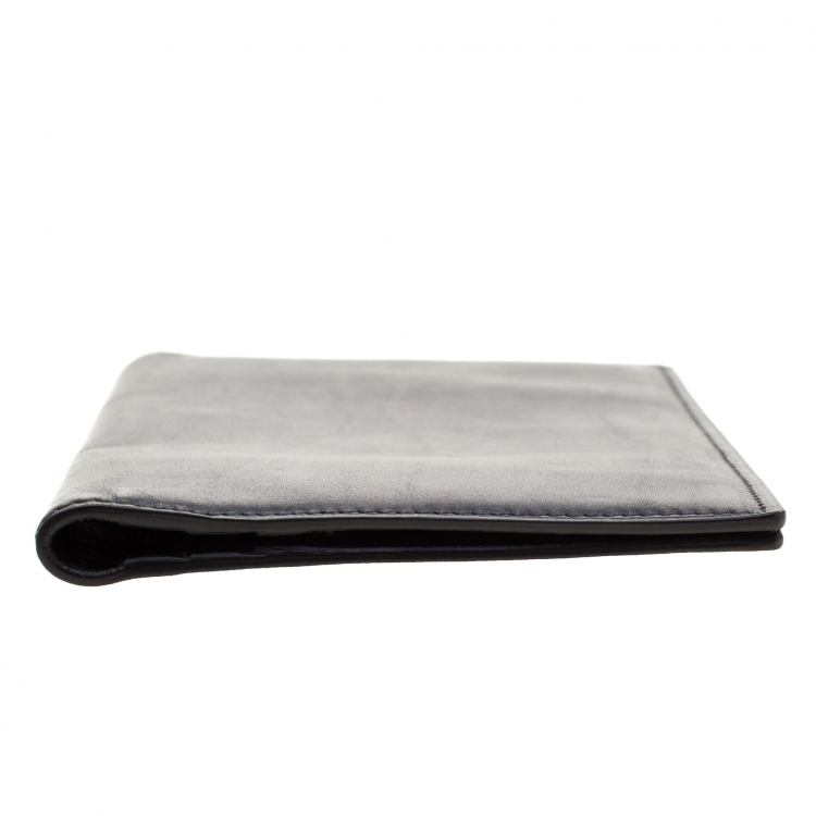Pre Owned Loro Piana Black Leather My Jacket Pocket Wallet 