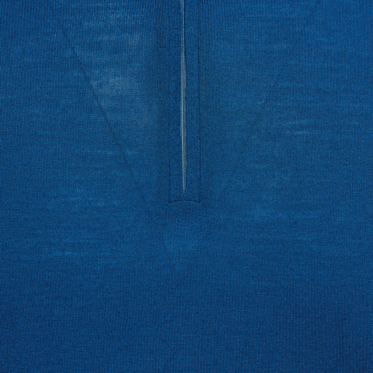 Pre Owned Loro Piana Blue Knit Zipper Polo T-Shirt XL