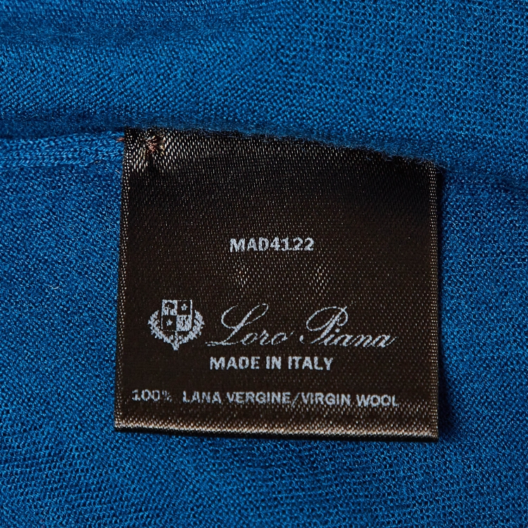 Pre Owned Loro Piana Blue Knit Zipper Polo T-Shirt XL