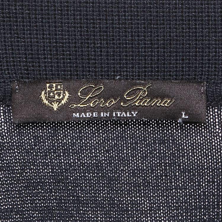 مملوكة مسبقًا Loro Piana Navy Blue Wool Knit Long Sleeve T-Shirt L