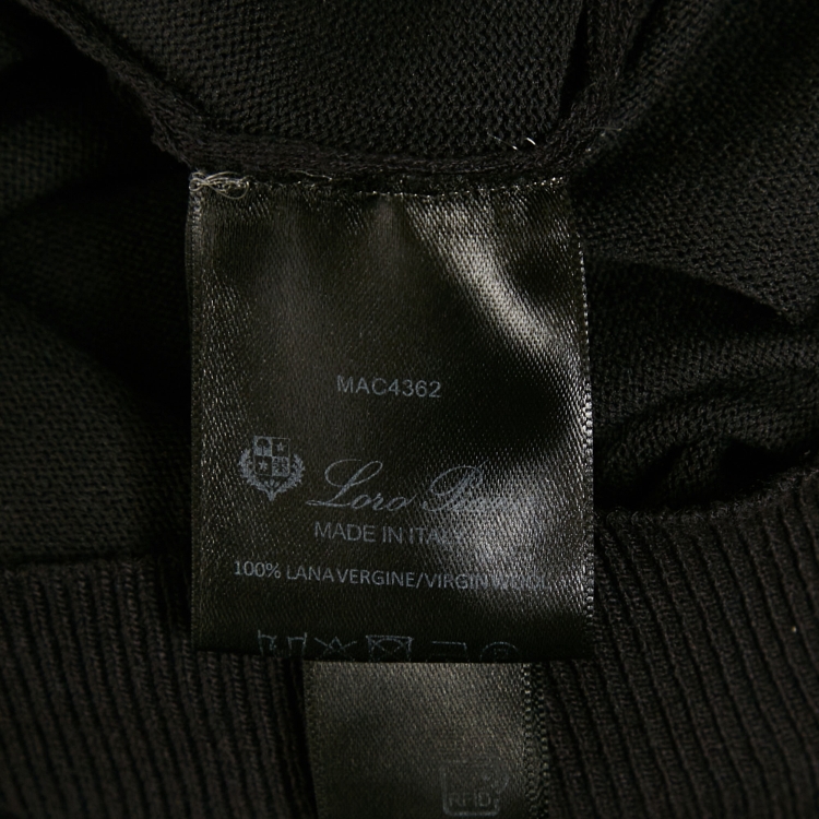 مملوكة مسبقًا Loro Piana Navy Blue Wool Knit Long Sleeve T-Shirt L