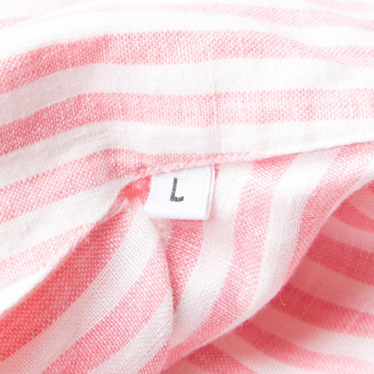 Pre Owned Loro Piana Pink and White Striped Linen Button Front Shirt L
