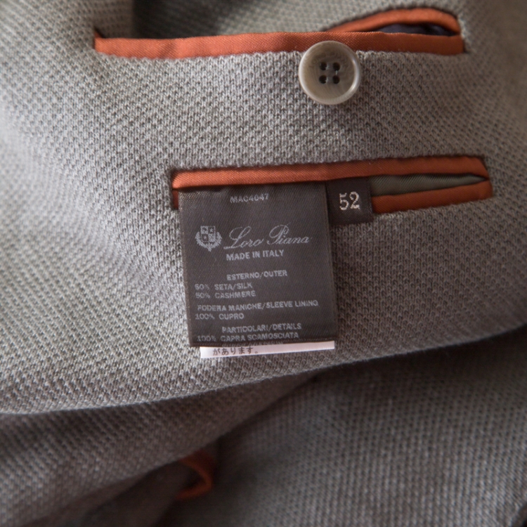 Pre Owned Loro Piana Sage Green Cashmere Silk Piqué Knit Sweater Jacket XL