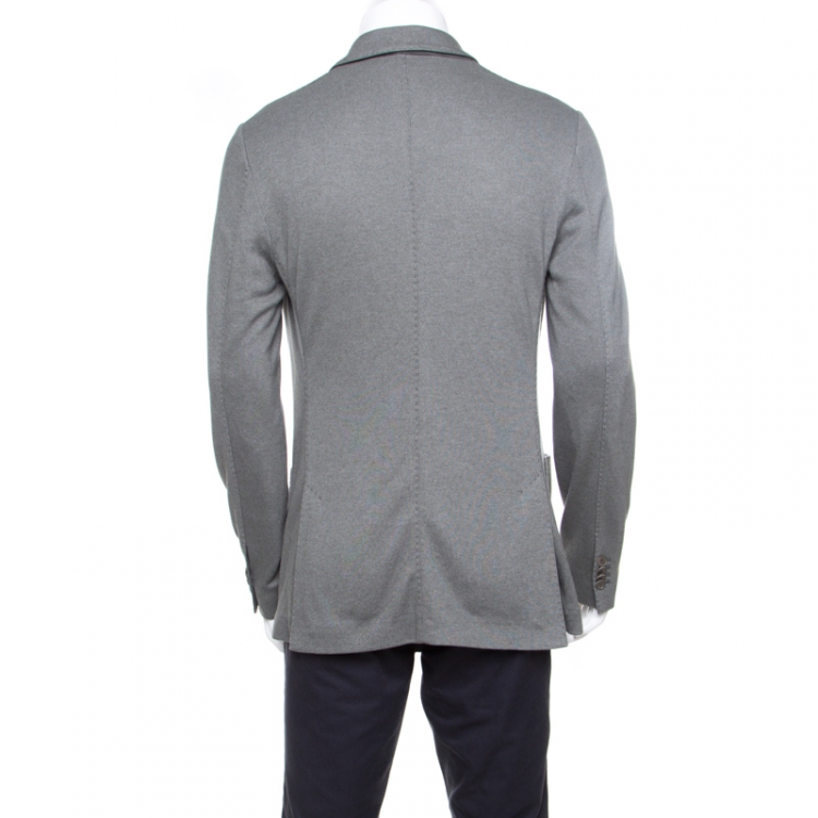 Pre Owned Loro Piana Sage Green Cashmere Silk Piqué Knit Sweater Jacket XL