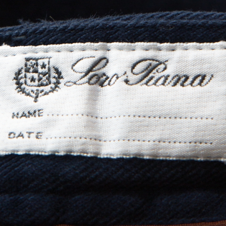 Pre Owned Loro Piana Navy Blue Stretch Cotton Tailored Trousers M