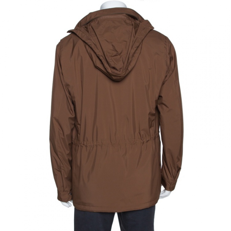 Pre Owned Loro Piana Brown Traveller Windmate Hooded Jacket XL