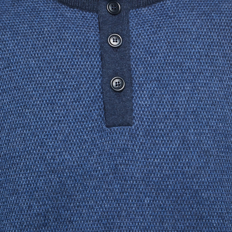 Pre Owned Loro Piana Blue Cashmere Collared Sweater 2XL