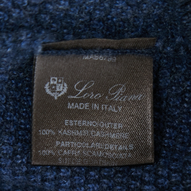 Pre Owned Loro Piana Blue Cashmere Collared Sweater 2XL