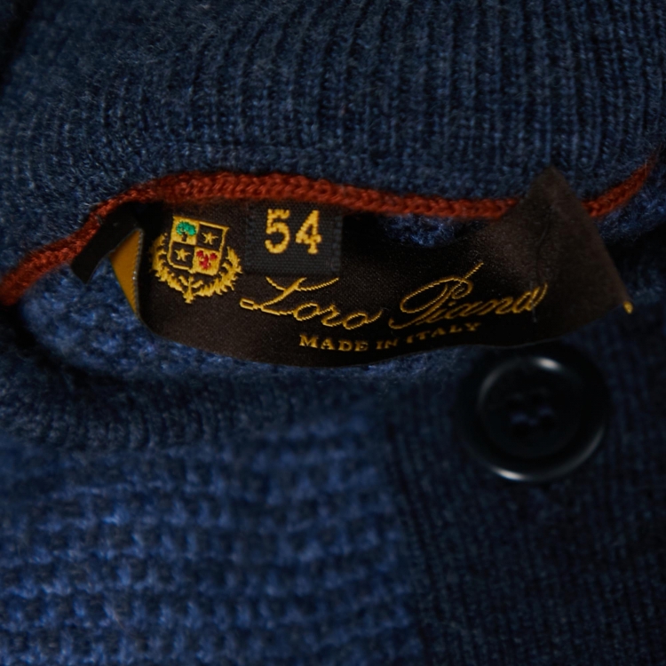 Pre Owned Loro Piana Blue Cashmere Collared Sweater 2XL