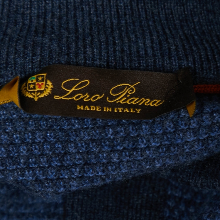 Pre Owned Loro Piana Blue Cashmere Collared Sweater 2XL