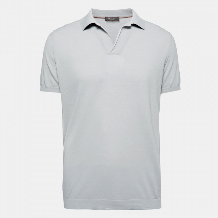Pre Owned Loro Piana Grey Cotton Knit New Bay Polo T-Shirt XL