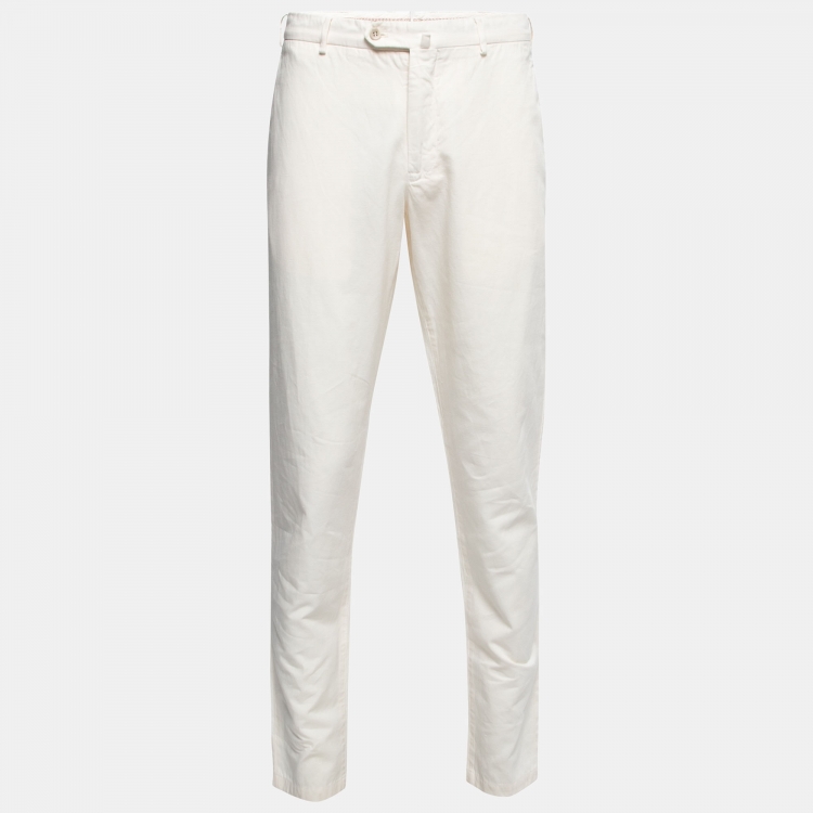 Pre Owned Loro Piana Cream Cotton & Linen Trousers XL