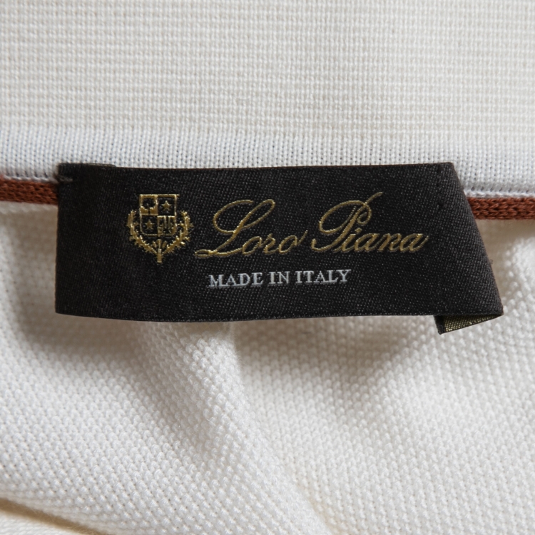 Pre Owned Loro Piana Cream Cotton & Silk Knit Polo T-Shirt L