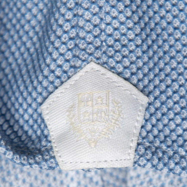 Pre Owned Loro Piana Blue Cotton Knit Button Front Shirt M