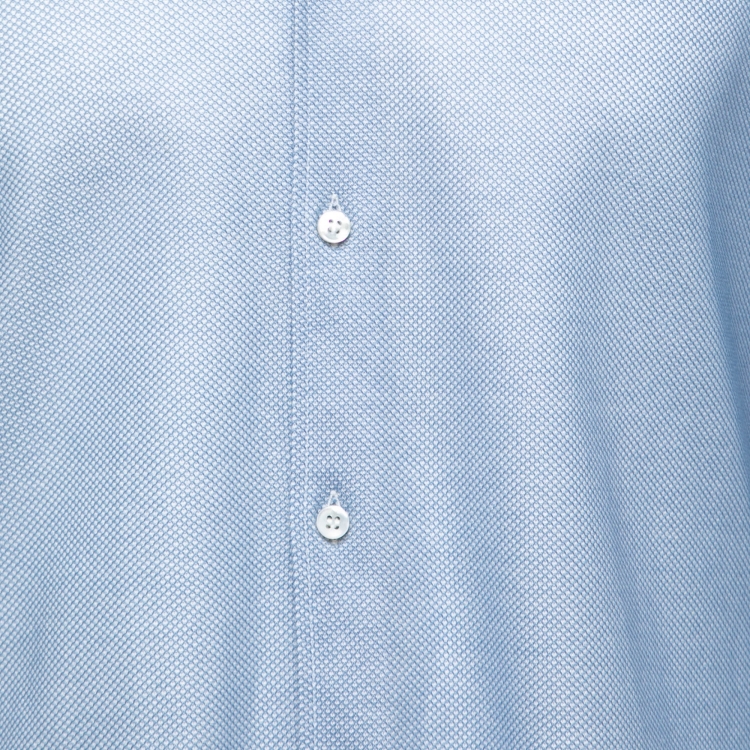 Pre Owned Loro Piana Blue Cotton Knit Button Front Shirt M