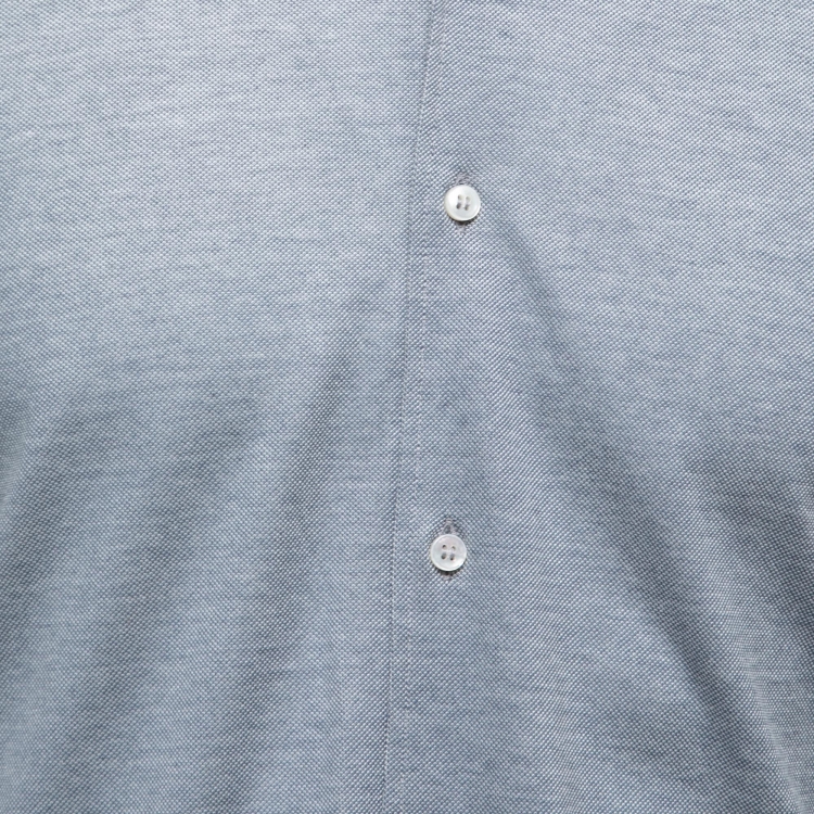 Pre Owned Loro Piana Slate Blue Cotton Knit Button Front Shirt M