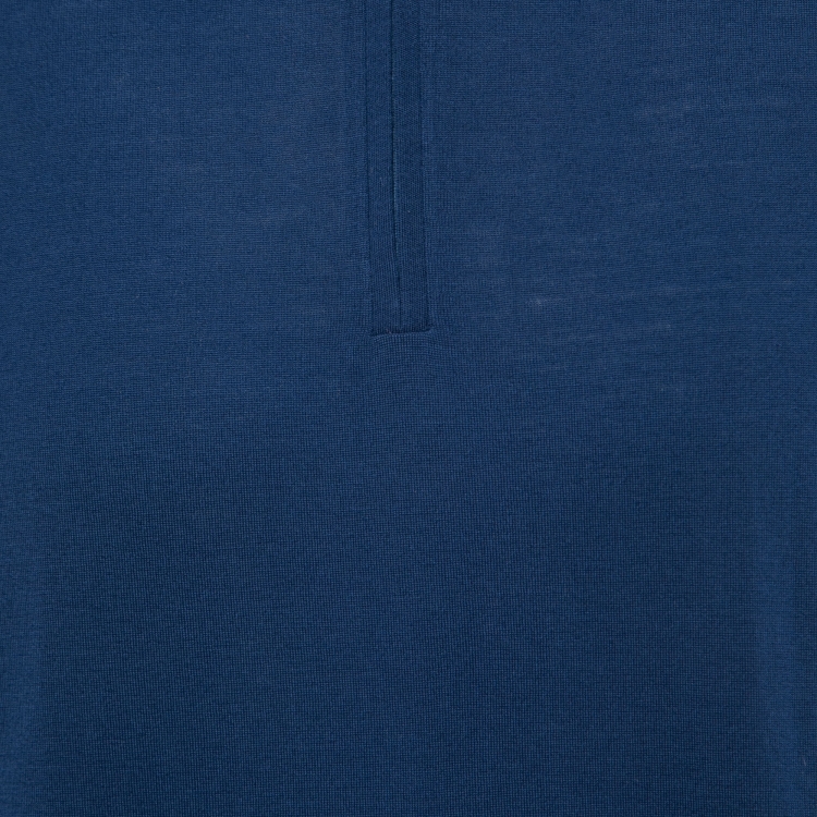 Pre Owned Loro Piana Blue Knit Wool Half-Zip Polo T-Shirt 2XL