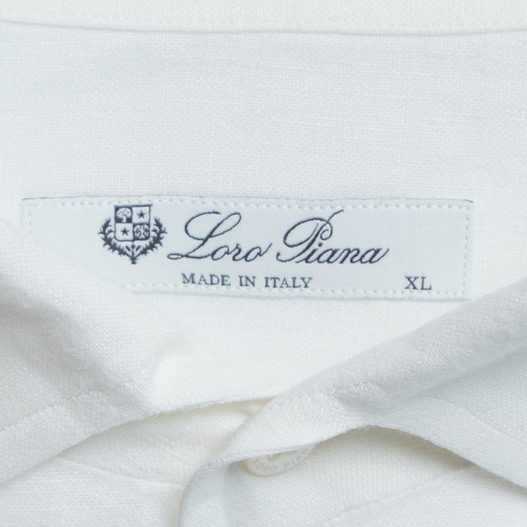 Pre Owned Loro Piana White Linen Button Front Shirt XL